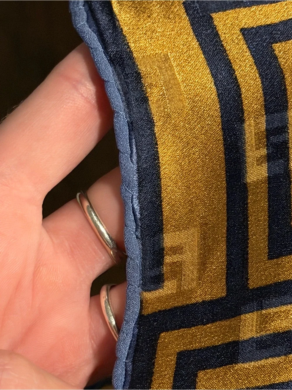 FENDI Vintage Zucca FF Logo Geometric Silk Square Scarf AUTHENTIC